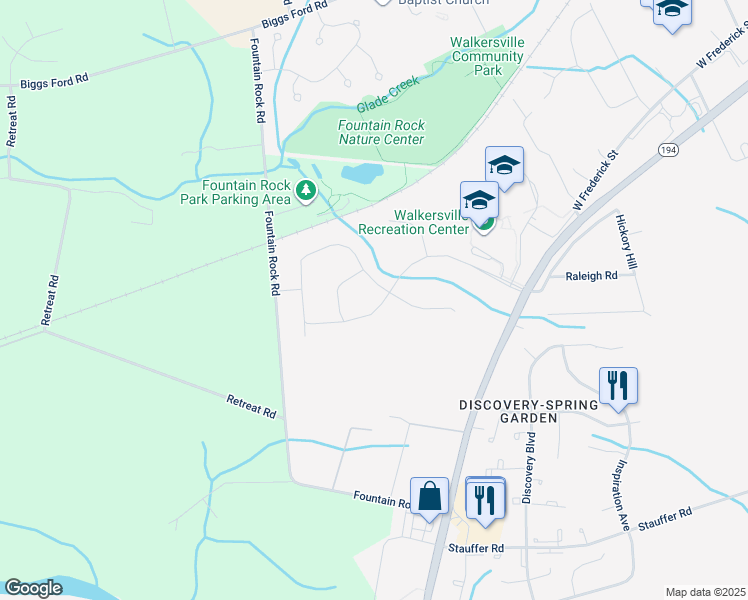 map of restaurants, bars, coffee shops, grocery stores, and more near 240 Kerchner Road in Walkersville