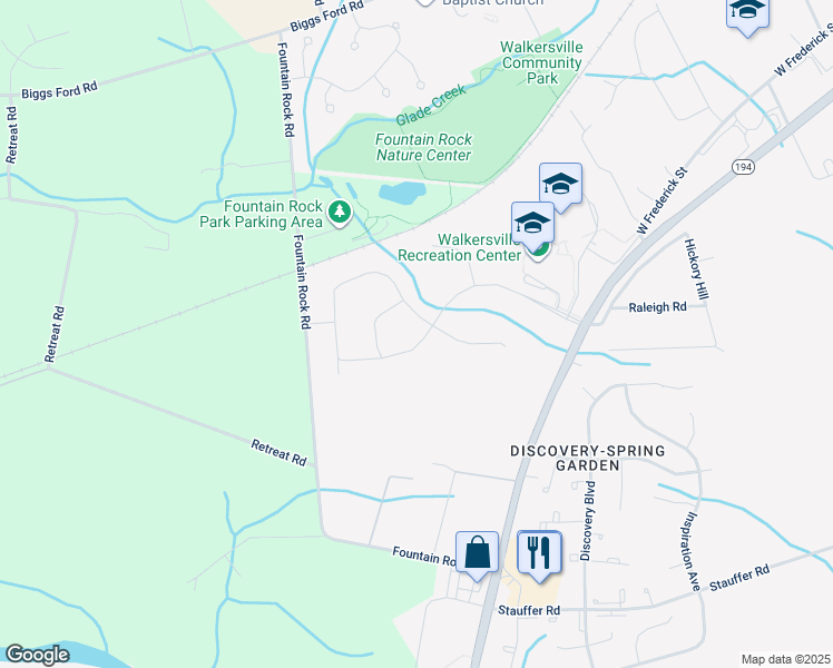 map of restaurants, bars, coffee shops, grocery stores, and more near 240 Kerchner Road in Walkersville