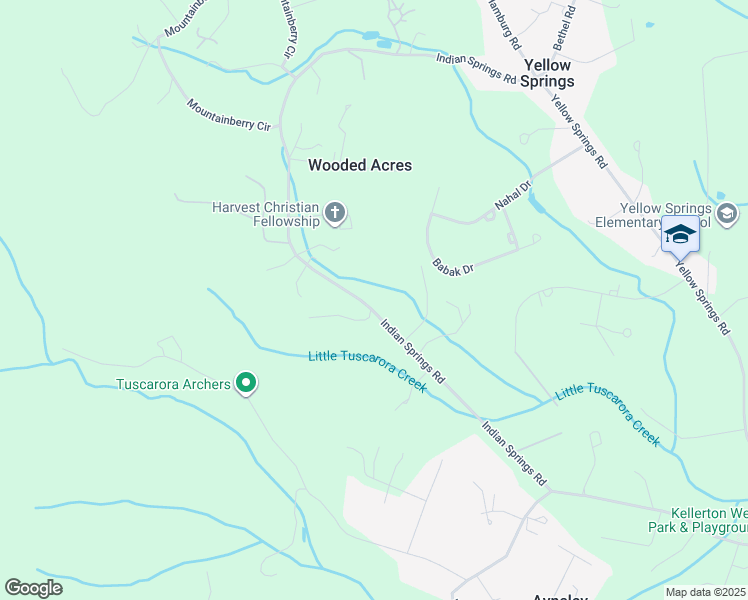 map of restaurants, bars, coffee shops, grocery stores, and more near 8633 Indian Springs Road in Frederick