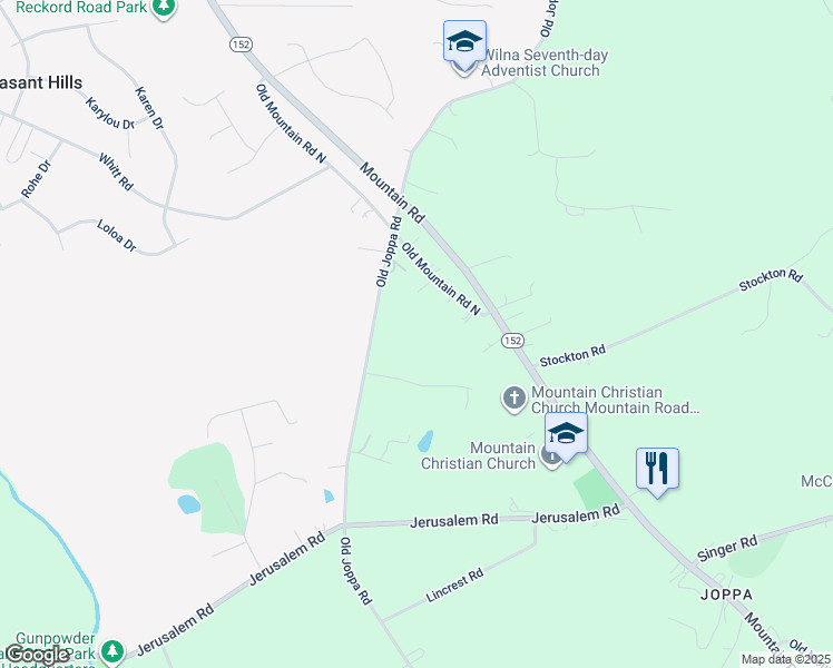 map of restaurants, bars, coffee shops, grocery stores, and more near 1212 Old Mountain Road North in Harford County