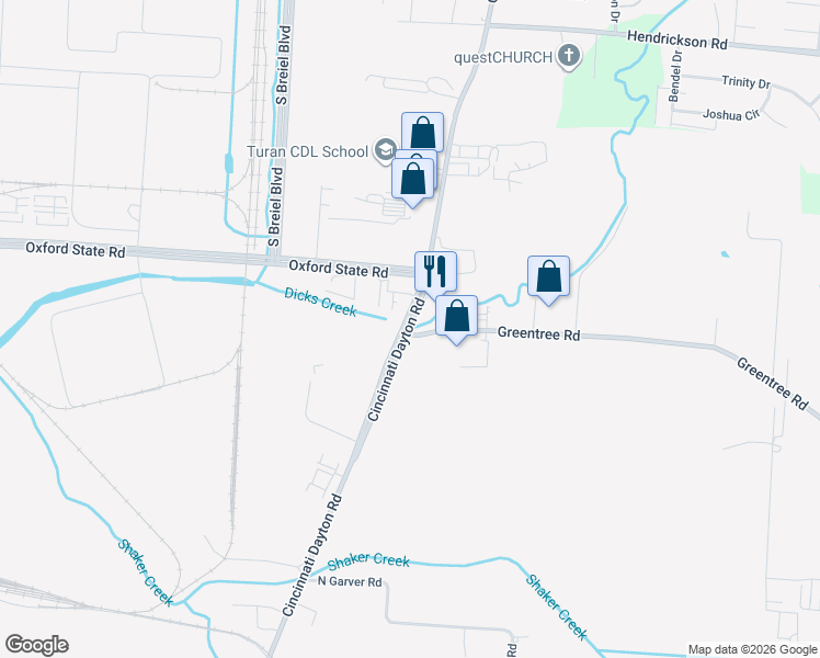 map of restaurants, bars, coffee shops, grocery stores, and more near 4840 Oxford State Road in Middletown
