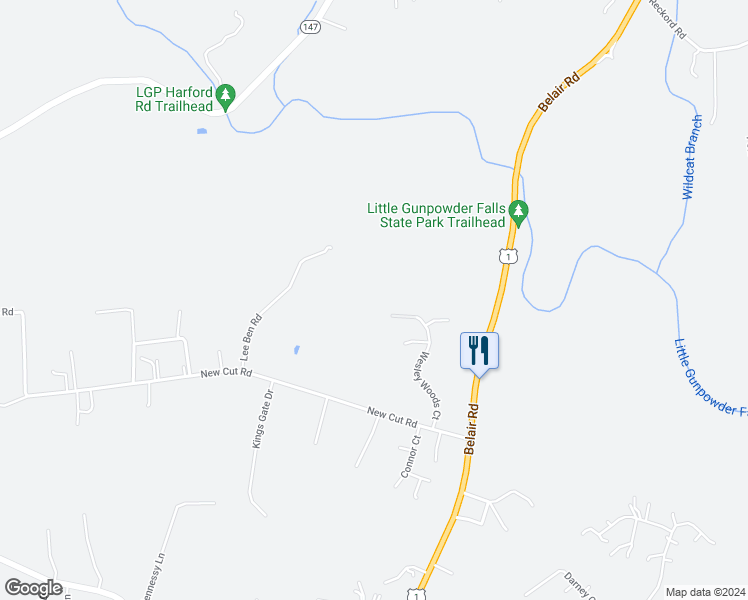 map of restaurants, bars, coffee shops, grocery stores, and more near 18 Wesley Woods Court in Kingsville