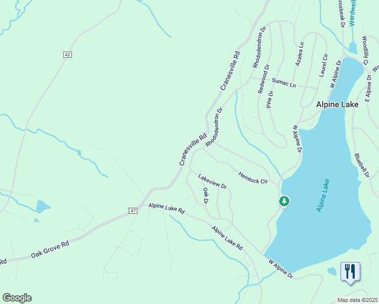 map of restaurants, bars, coffee shops, grocery stores, and more near 625 Rhododendron Drive in Terra Alta