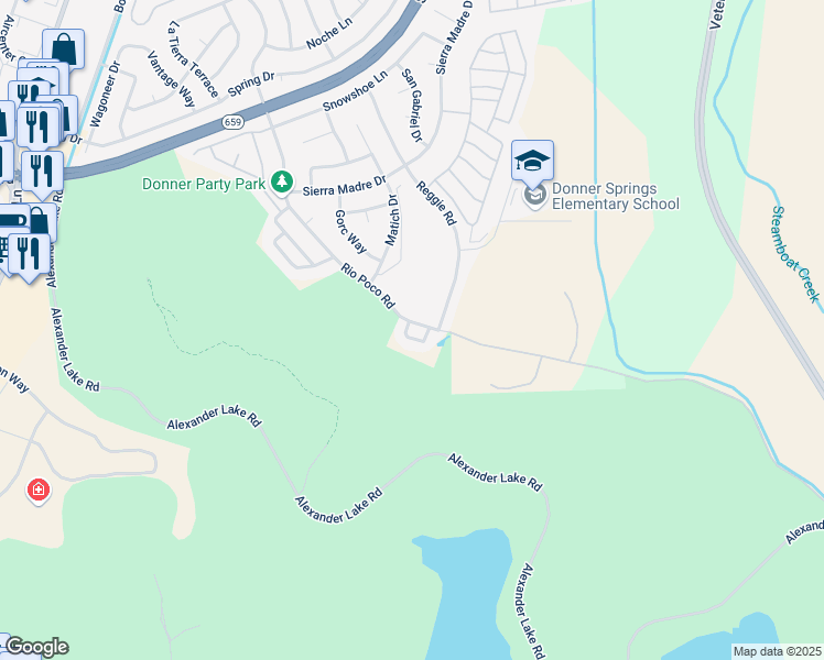 map of restaurants, bars, coffee shops, grocery stores, and more near 4869 Bayridge Lane in Reno