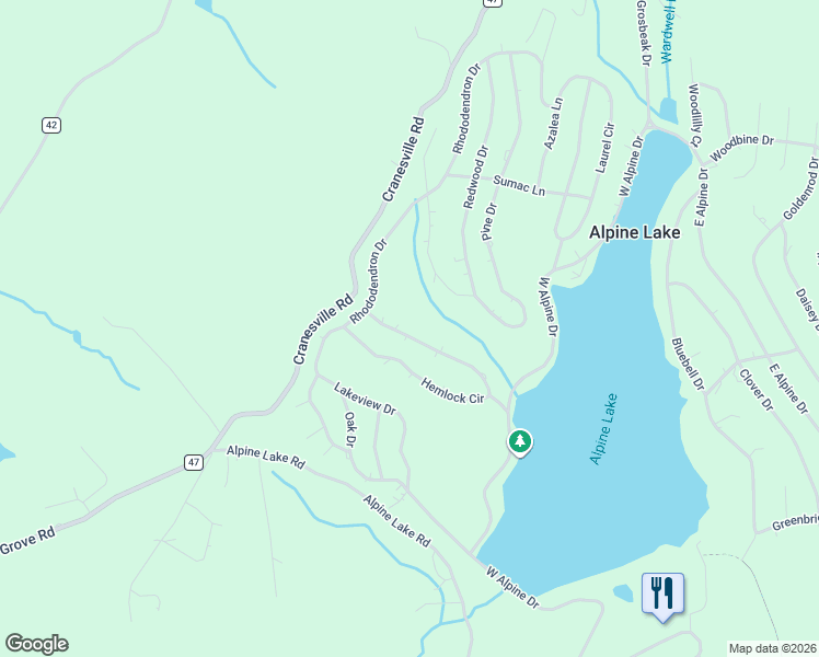 map of restaurants, bars, coffee shops, grocery stores, and more near 596 Hemlock Cir in Terra Alta