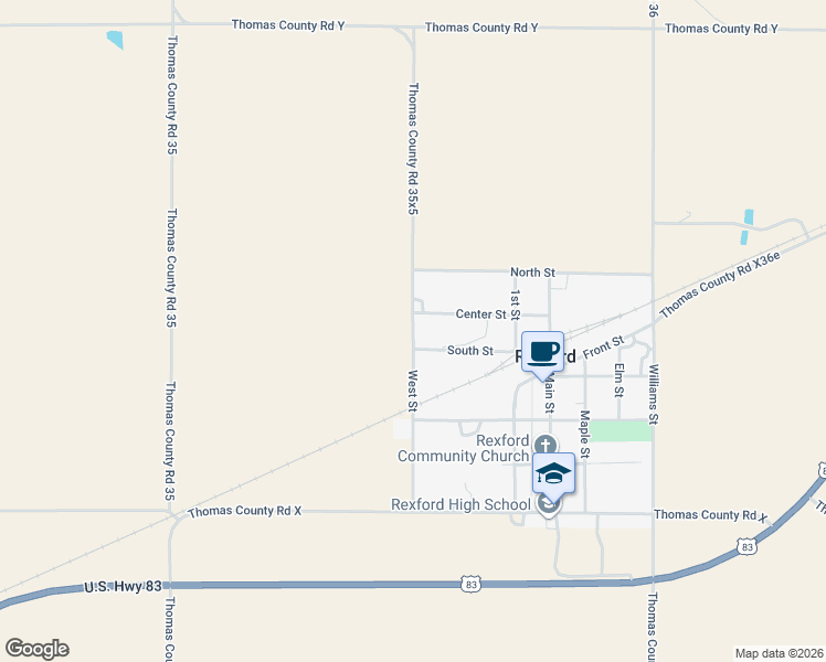map of restaurants, bars, coffee shops, grocery stores, and more near West Street in Rexford