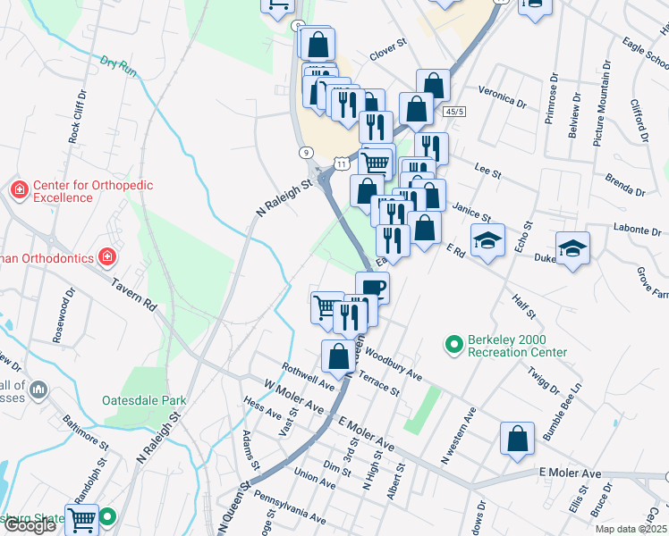 map of restaurants, bars, coffee shops, grocery stores, and more near 100 Eclipse Court in Martinsburg