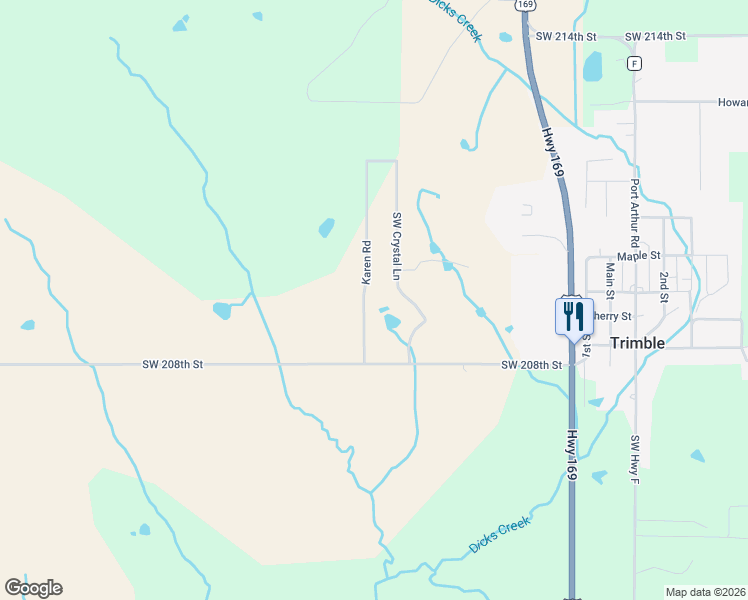 map of restaurants, bars, coffee shops, grocery stores, and more near 7130 Karen Road in Trimble