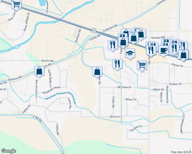 map of restaurants, bars, coffee shops, grocery stores, and more near 1140 Pine Road in Fallon