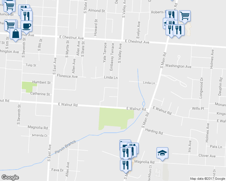 map of restaurants, bars, coffee shops, grocery stores, and more near 1071 Elizabeth Dr in Vineland