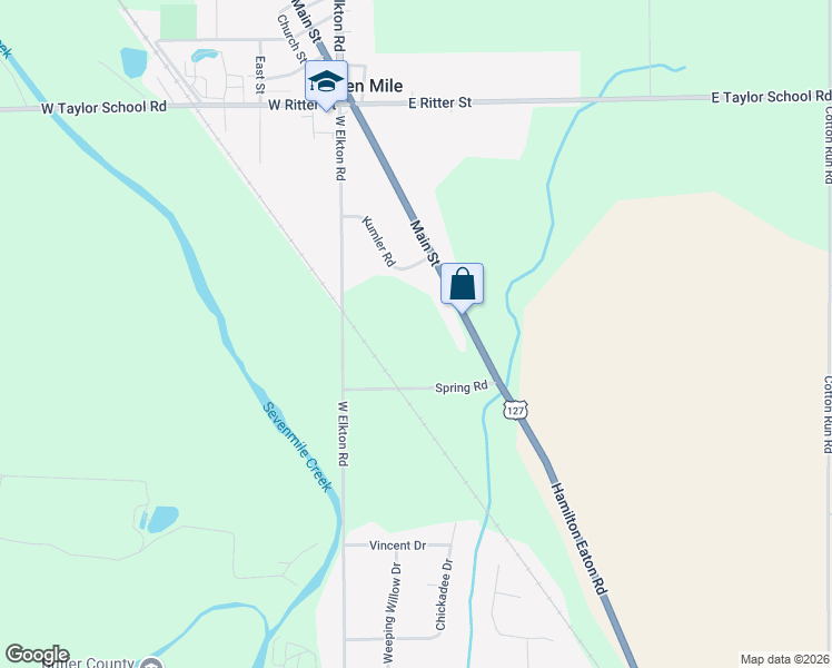 map of restaurants, bars, coffee shops, grocery stores, and more near 3345 Hamilton Eaton Road in Hamilton