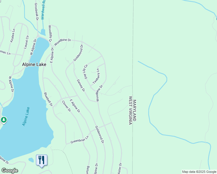 map of restaurants, bars, coffee shops, grocery stores, and more near 55 Beebalm Court in Terra Alta