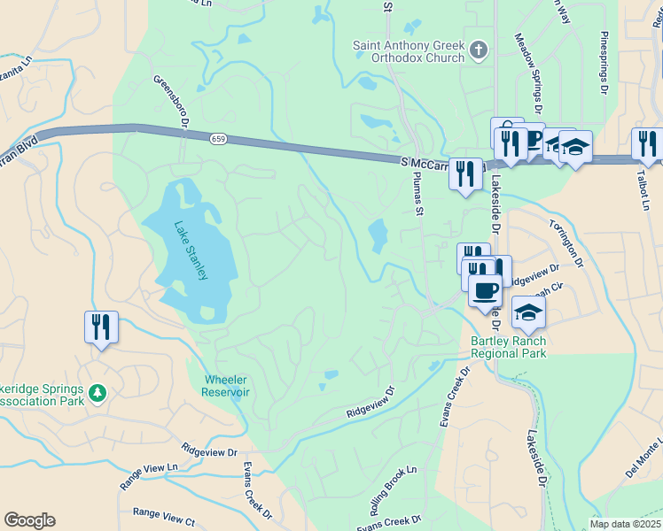 map of restaurants, bars, coffee shops, grocery stores, and more near 2683 Rock View Drive in Reno