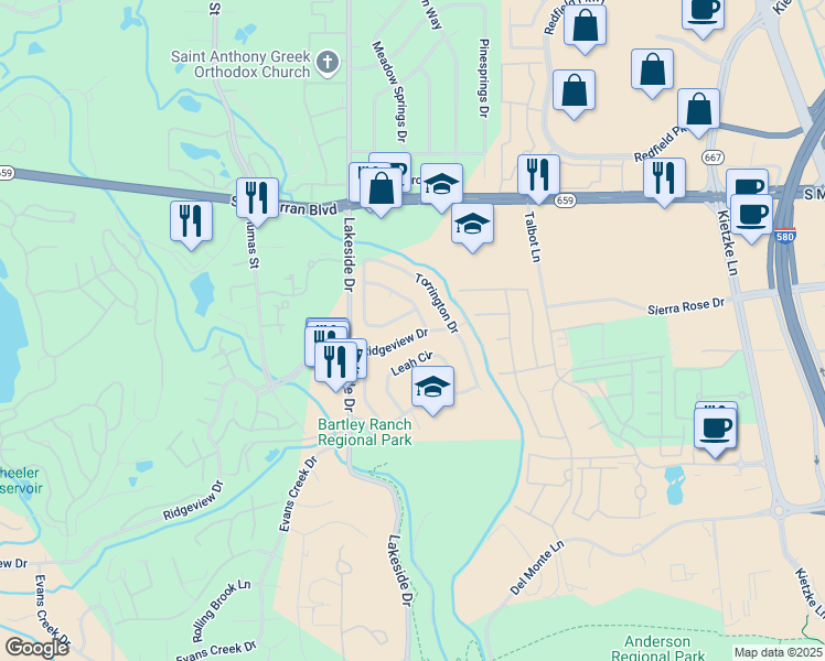 map of restaurants, bars, coffee shops, grocery stores, and more near 976 Ridgeview Drive in Reno