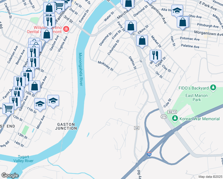 map of restaurants, bars, coffee shops, grocery stores, and more near 3b Leonard Avenue in Pleasant Valley