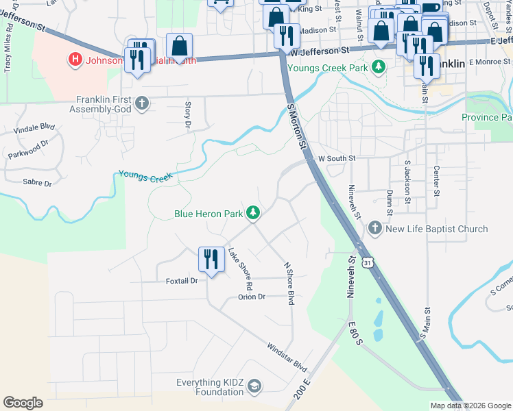 map of restaurants, bars, coffee shops, grocery stores, and more near 772 Franklin Lakes Boulevard in Franklin