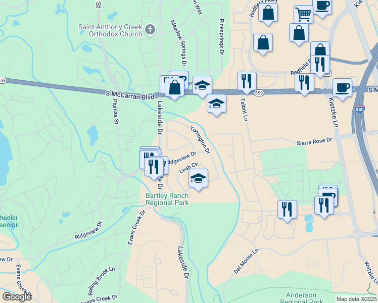 map of restaurants, bars, coffee shops, grocery stores, and more near 976 Ridgeview Drive in Reno