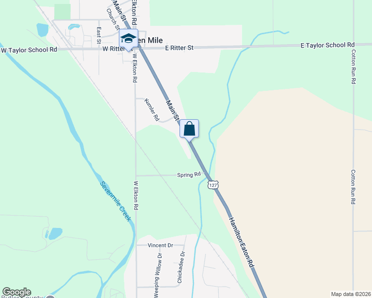 map of restaurants, bars, coffee shops, grocery stores, and more near 3345 Hamilton Eaton Road in Hamilton