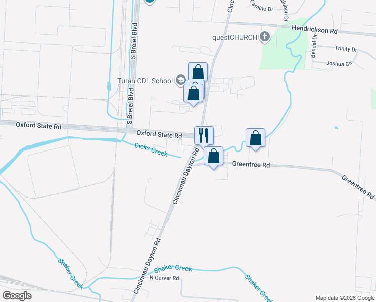 map of restaurants, bars, coffee shops, grocery stores, and more near 4840 Oxford State Road in Middletown