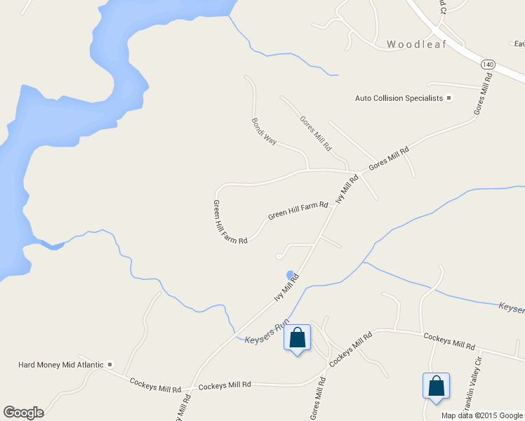 map of restaurants, bars, coffee shops, grocery stores, and more near 1029 Green Hill Farm Road in Reisterstown