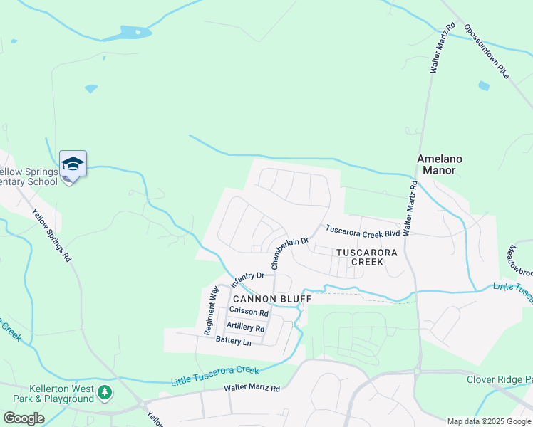 map of restaurants, bars, coffee shops, grocery stores, and more near 1401 Ricketts Road in Frederick