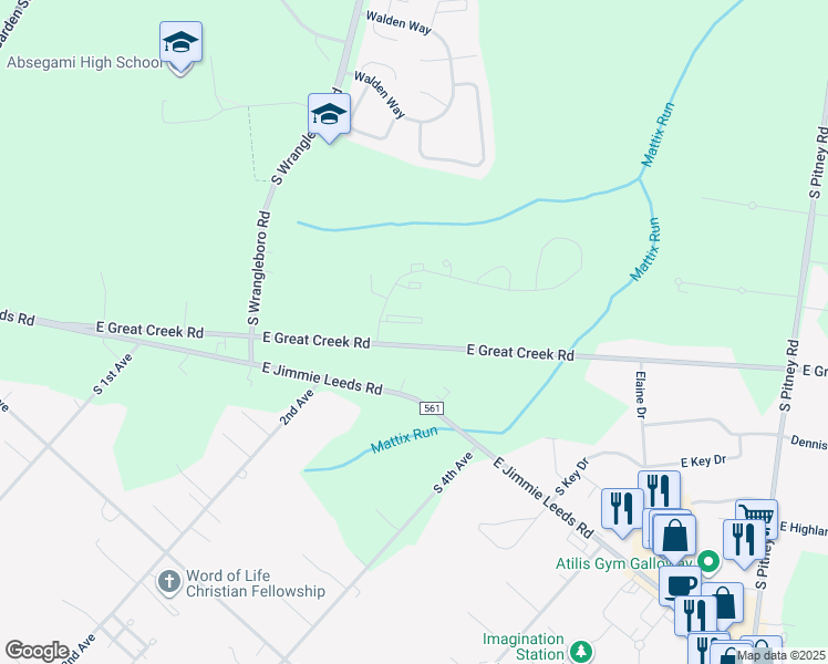 map of restaurants, bars, coffee shops, grocery stores, and more near 170 Colonial Court in Galloway