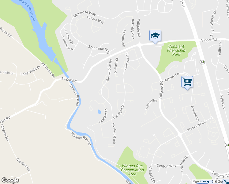 map of restaurants, bars, coffee shops, grocery stores, and more near 2152 Kyle Green Road in Abingdon