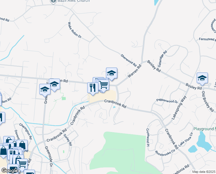 map of restaurants, bars, coffee shops, grocery stores, and more near 519 Warren Road in Cockeysville