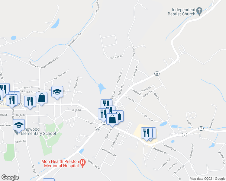 map of restaurants, bars, coffee shops, grocery stores, and more near 117 Wellsley Street in Kingwood