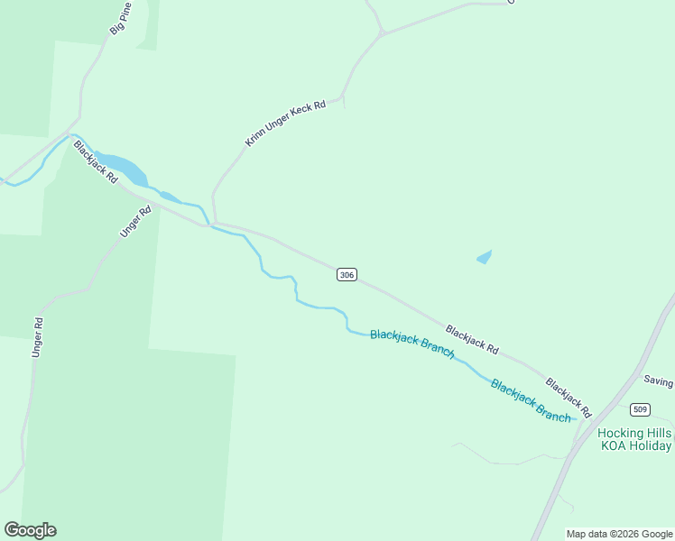 map of restaurants, bars, coffee shops, grocery stores, and more near County Road 306 in Hocking County