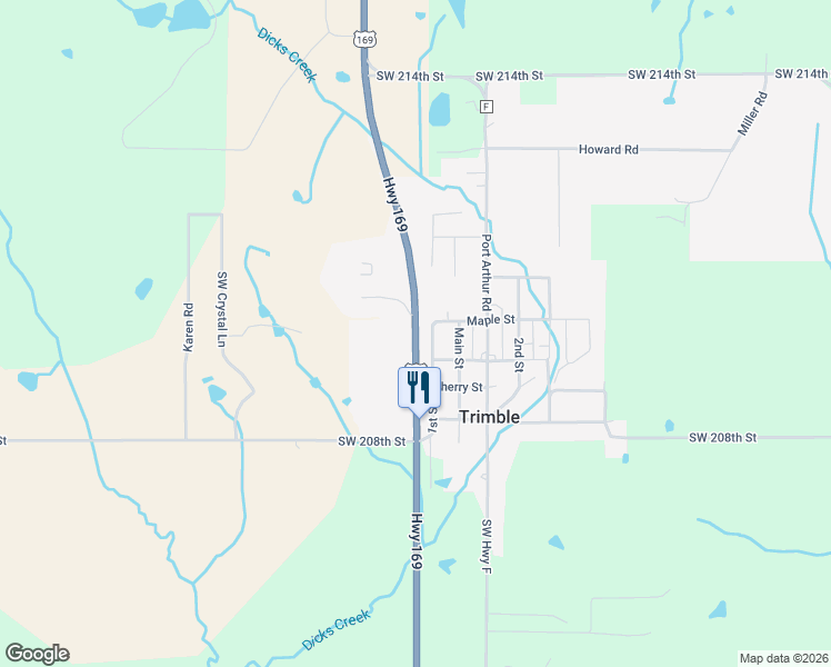 map of restaurants, bars, coffee shops, grocery stores, and more near Highway 169 in Trimble