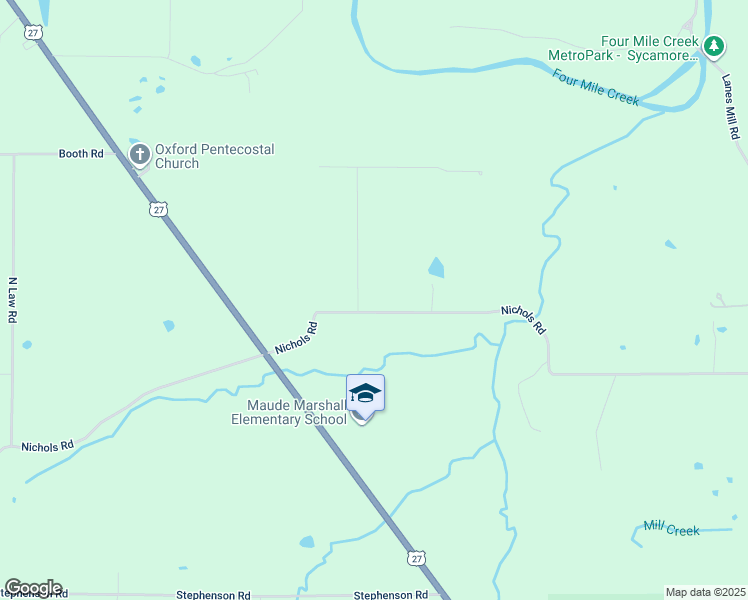 map of restaurants, bars, coffee shops, grocery stores, and more near 3404 Ward Way in Oxford