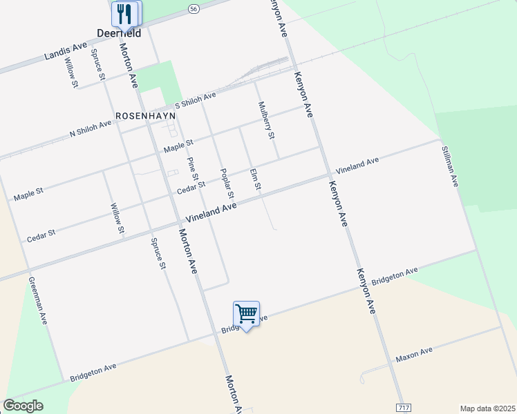 map of restaurants, bars, coffee shops, grocery stores, and more near 911 Vineland Avenue in Bridgeton