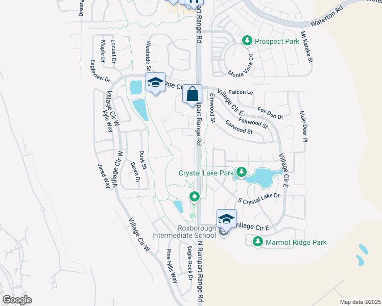 map of restaurants, bars, coffee shops, grocery stores, and more near 7695 Verandah Court in Littleton