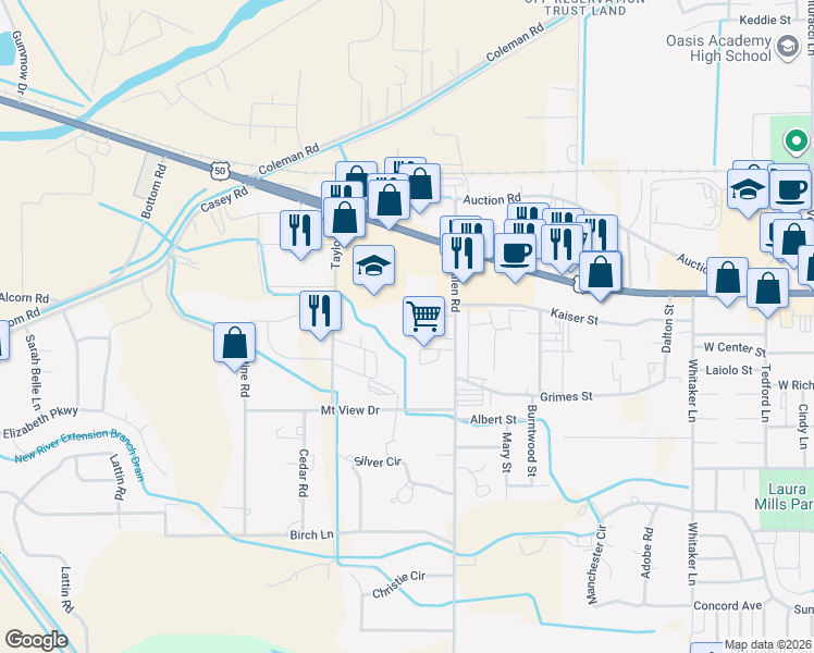 map of restaurants, bars, coffee shops, grocery stores, and more near 1060 North Allen Road in Fallon