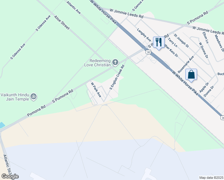 map of restaurants, bars, coffee shops, grocery stores, and more near 518 South English Creek Road in Egg Harbor City