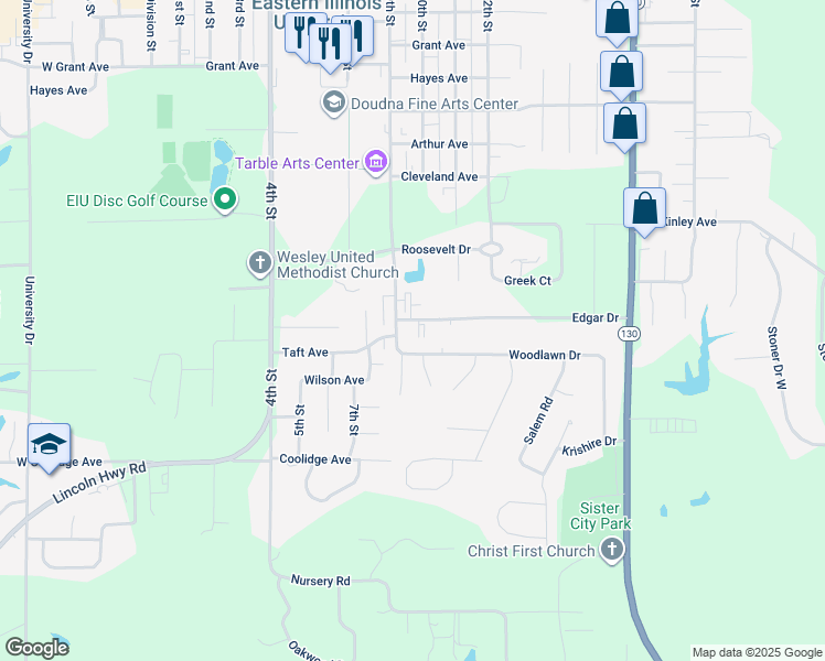 map of restaurants, bars, coffee shops, grocery stores, and more near 2219 9th Street in Charleston