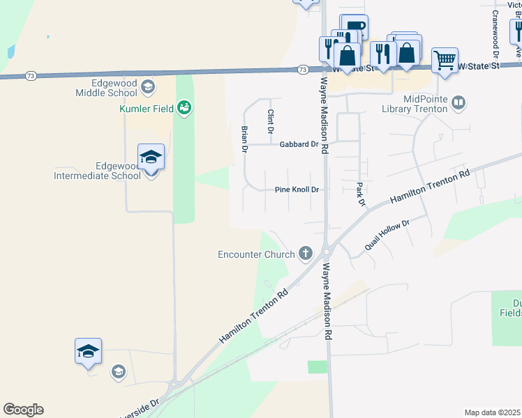 map of restaurants, bars, coffee shops, grocery stores, and more near 635 Willow Place in Trenton