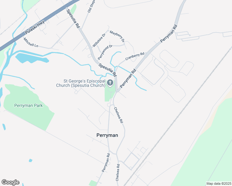 map of restaurants, bars, coffee shops, grocery stores, and more near Perryman Rd & Spesutia Rd in Aberdeen