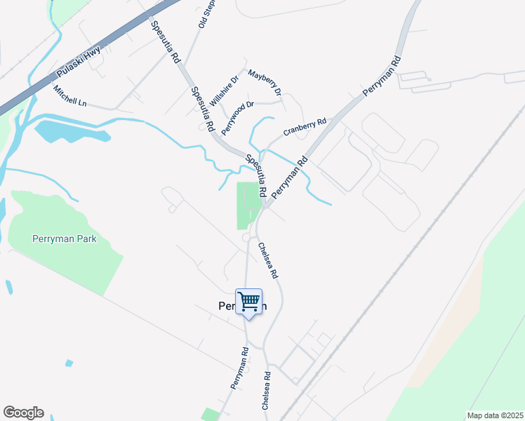 map of restaurants, bars, coffee shops, grocery stores, and more near Perryman Rd & Spesutia Rd in Aberdeen