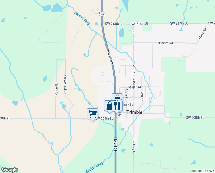 map of restaurants, bars, coffee shops, grocery stores, and more near 400 N U.S. 169 in Trimble