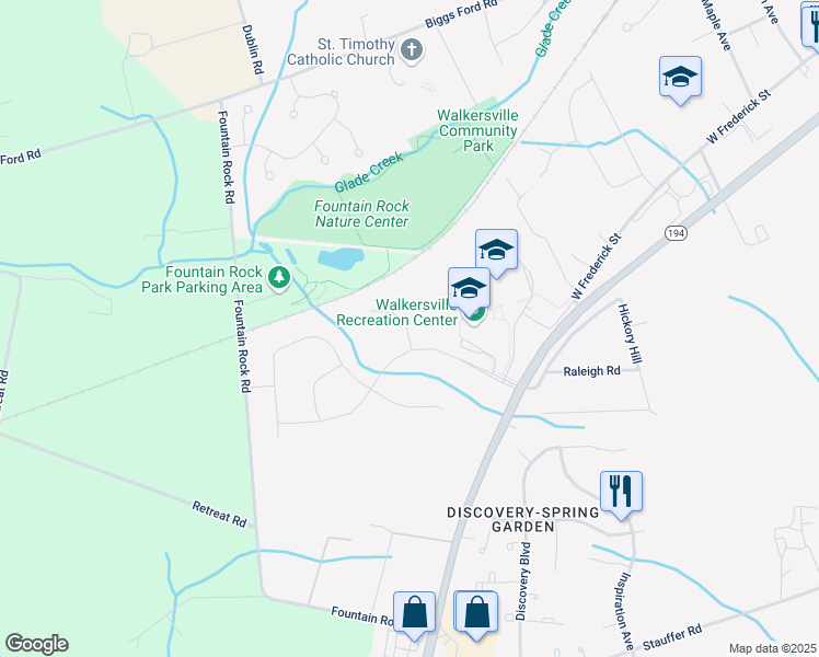map of restaurants, bars, coffee shops, grocery stores, and more near 211 Kerchner Road in Walkersville