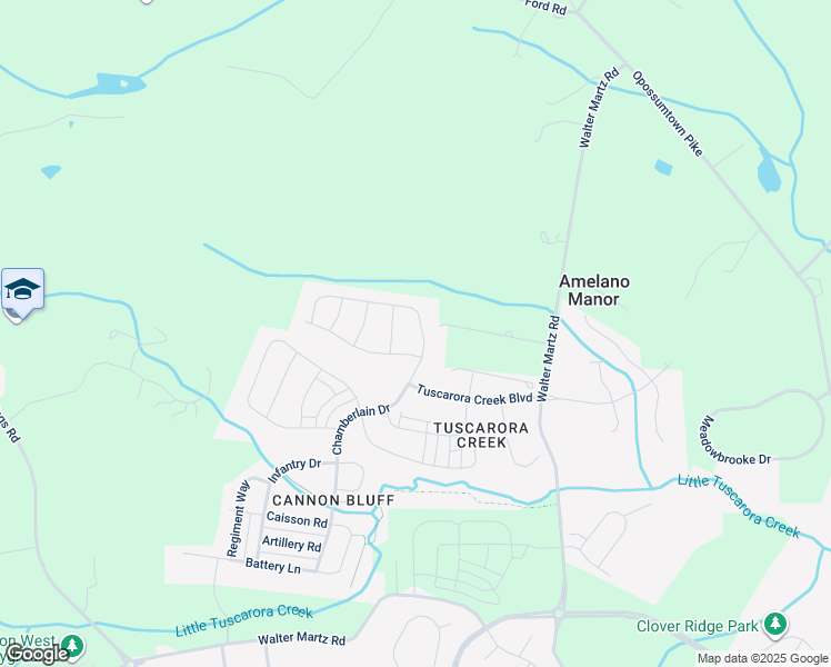 map of restaurants, bars, coffee shops, grocery stores, and more near 2017 Chamberlain Drive in Frederick