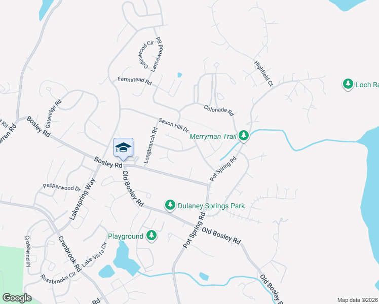 map of restaurants, bars, coffee shops, grocery stores, and more near 1023 Trickling Brook Road in Cockeysville