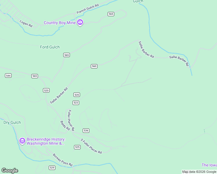 map of restaurants, bars, coffee shops, grocery stores, and more near 577 Fuller Placer Road in Breckenridge