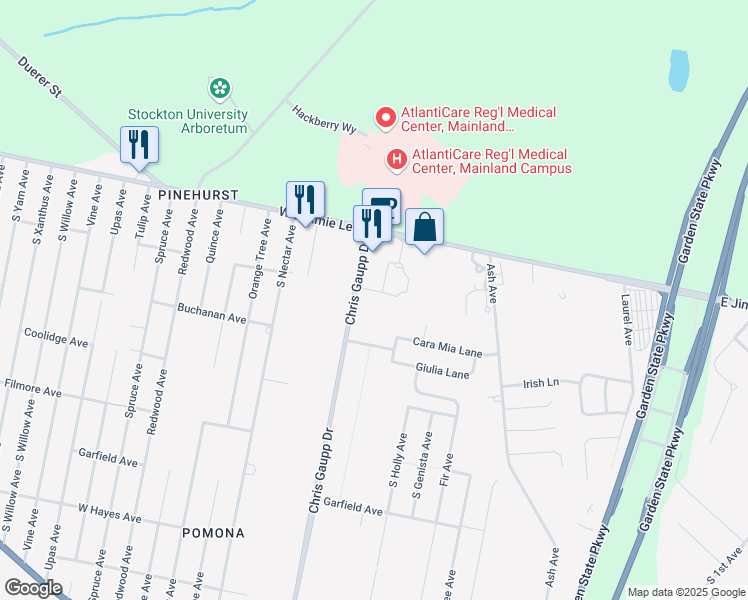 map of restaurants, bars, coffee shops, grocery stores, and more near 314 Chris Gaupp Drive in Galloway