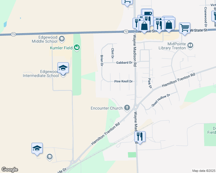 map of restaurants, bars, coffee shops, grocery stores, and more near 635 Willow Place in Trenton