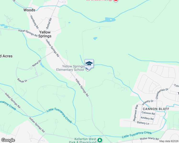 map of restaurants, bars, coffee shops, grocery stores, and more near 8717 Yellow Springs Road in Frederick