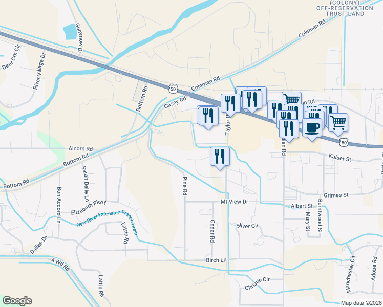 map of restaurants, bars, coffee shops, grocery stores, and more near 2220 Sabrina Way in Fallon