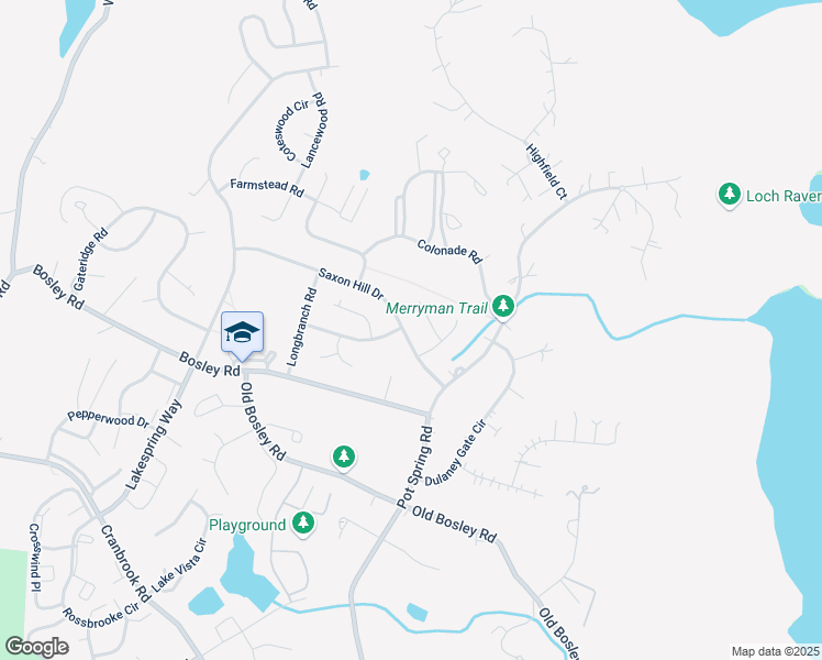map of restaurants, bars, coffee shops, grocery stores, and more near 1032 Saxon Hill Drive in Cockeysville